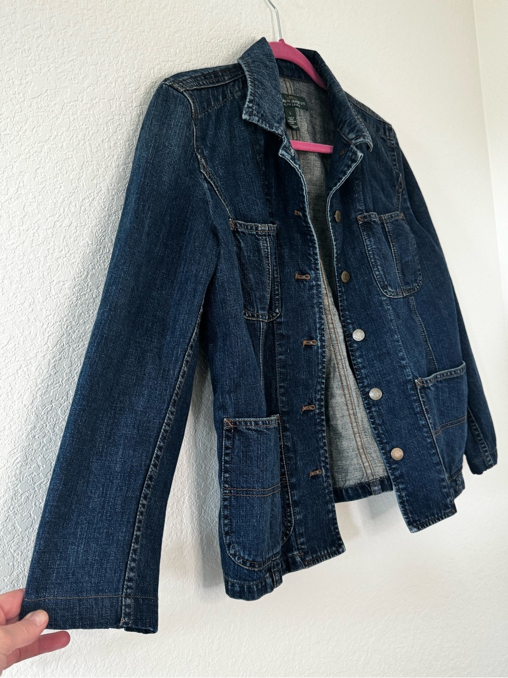LRL Lauren Jeans Co by Ralph Lauren Dark Indigo Denim Blazer Jacket - Picture 2 of 9